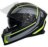 Integralhelm Helm Motorradhelm RALLOX 69-G neon gelb grün schwarz matt Größe M mit Sonnenvisier