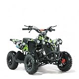 KXD M3 E-Starter 6' 49ccm Quad Mini ATV Miniquad Benzinmotor Kinderquad Kinder Enduro Pocketquad Sportquad Jugendliche Freizeitfahrzeuge ATV Erwachsene Funsport Grafity Grün