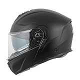 MTR K-4 Evo Klapphelm, als Jethelm & Integralhelm ECE 22.06 Geprüft, Motorradhelm mit Sonnenvisier, Visierwechsel ohne Hilfsmittel, Motorradhelm Herren & Damen, Matt Schwarz, XL