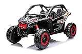 Kinder Elektro Buggy 12V Can-am Maverick, schwarz, Vorder- und Hinterradfederung, 4x4 Elektroauto für Kinder mit 2,4-GHz-Fernbedienung, tragbarer Akku, 4 x 35-W-Motoren, Kinder elektroauto 2 sitzer