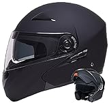Klapphelm Integralhelm Helm Motorradhelm RALLOX 109 schwarz/matt mit Sonnenblende (S, M, L, XL) Größe L