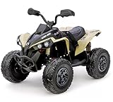 FINOOS Kinder-Elektroquad 24V, Can-am Renegade Kinder-Elektroauto 24V, LED-Leuchten, 24V, 4 x 200W-Motoren, Batterie: 24V 7Ah, weiche Eva-Räder (Khaki)