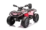 FINOOS Kinder-Elektro Quad 2-Sitzer 24V, Can-am Outlander Kinder-Elektroauto 24V, LED-Leuchten, 24V, 4 x 200W-Motoren, weiche Eva-Räder (Rosa)