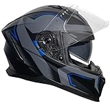 Rallox Helmets Integralhelm 510-3 schwarz/blau RALLOX Motorrad Roller Sturz Helm (XS, S, M, L, XL) Größe L