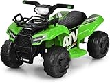 FANTASK Elektro Kinderquad Grün 2 km/h, 6V Mini Elektroquad mit Musik, Hupe und LED Scheinwerfer, Kinder Quad mit Stauraum, für Kleinkinder ab 18 Monaten