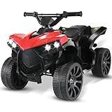 6V Kinderquad Elektro, Elektroquad Kinder 3-5 KM/h, ATV Kinderauto Kindermotorrad mit MP3-Musikplayer Trompete und Scheinwerfer,USB-Aufladung, Kinderfahrzeug Quad Elektro für Kinder ab 3 Jahre, Rot