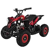 Actionbikes Motors Mini Kinder Elektro Quad ATV RENEBLADE 𝟭𝟬𝟬𝟬 Watt Pocket Quad - Original Safety Touch Fußschalter - 48 Volt - Kinder Pocketquad (Schwarz/Rot)