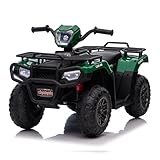 Lischwert Elektro Kinderquad, 12V Kinder Elektrische ATV mit LED-Scheinwerfern, Musik & Hupe, Elektroauto mit 4 rutschfeste Räder & langsamer Start, für Kinder 3–6 Jahre alt (Grün)