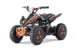 Nitro Motors Elektro Kinderquad Nitro Motors Python 1000W 36V 6 Zoll Snowy-Profile Sportreifen LED Scheinwerfer 3-Stufen Drossel Rückwärtsgang Sicherheitspedal Hupe (orange)