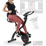 Fitness Fahrrad + Sportstech Live App mit Live- & On Demand-Kursen für Full Body Workout-Erlebnis | Ergometer klappbar für zuhause | + Komfortsitz, Handpulssensoren & Fitness Power Ropes | X150 Bike