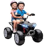 AIYAPLAY 24V Elektro Quad für Kinder, Kinderquad mit Vorwärts-, Rückwärtsfunktion, 4 gefederten Rädern, Scheinwerfer, USB- & MP3-Anschluss, 2 Sitzer Kinderfahrzeug 4-6,5 km/h, für 3-8 Jahre, Schwarz