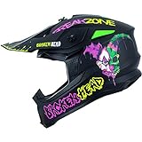 Broken Head FreakZone Motocross-Helm Schwarz-Grün-Pink matt – Cross-Helm – MX – Quad – Supermoto (M 57-58 cm)
