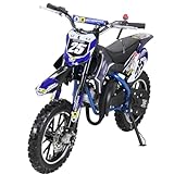 Actionbikes Motors Kinder Crossbike Gepard 2-Takt 49ccm | Bis 35 Km/h - 2 Liter Tank - Tuning Kupplung - Easy Pull Start - Scheibenbremsen - Motorrad - Motocross - Dirtbike - Enduro (Blau)