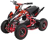 Actionbikes Motors Kinder Elektro Miniquad ATV Racer 𝟭𝟬𝟬𝟬 Watt 36 Volt - Scheibenbremsen - Safety Touch System Fußschalter (1000 Watt Schwarz/Rot)