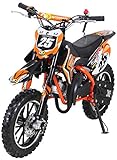 Actionbikes Motors Mini Kinder Crossbike Gepard 49 cc - Scheibenbremsen - Sportluftfilter - Sportauspuff - Luftbereifung (Orange)