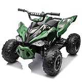 LALAHO Kinder Quad Elektro 12V Kinderquad, Kinderfahrzeug mit LED-Scheinwerfern, Musik & Hupe, Elektroauto mit 4 rutschfeste Räder & langsamer Start, für Kinder 3–8 Jahre alt (Grün)